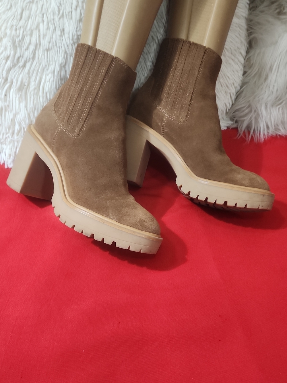 Dolce Vita Caster H20 Brown Suede Chunky Heel Chelsea Boots